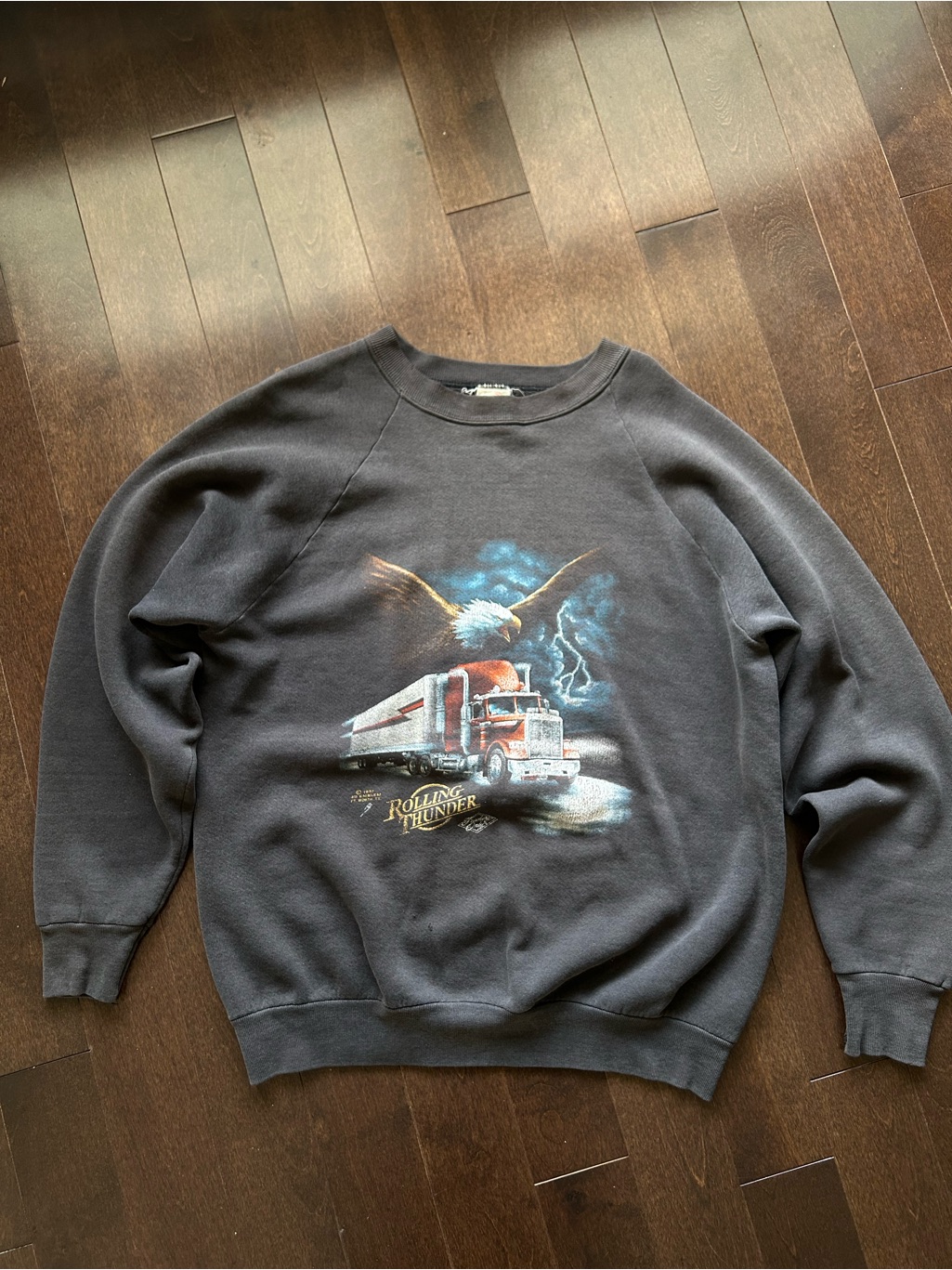 Vintage 3d Emblem Rolling Thunder Truckers Only 1987 Crewneck
